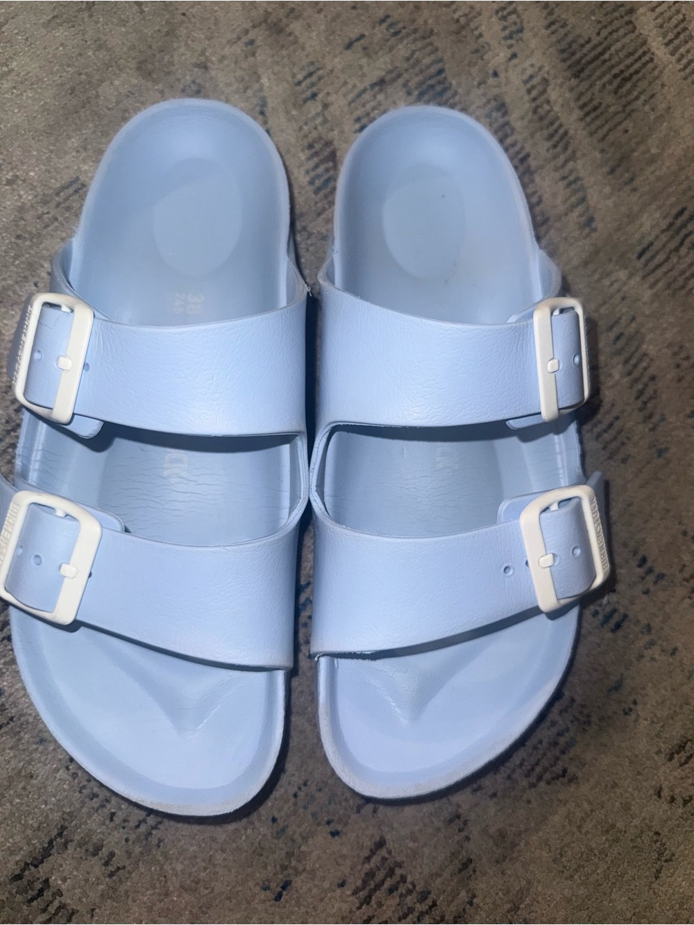 Birkenstock women Pale Blue Double-Buckle Slide Sandals